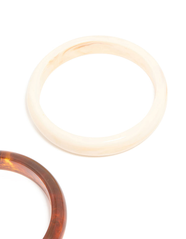 Brown & Cream Acrylic Bangles 2-Pack