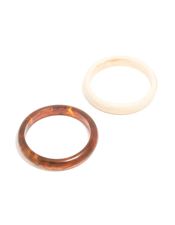 Brown & Cream Acrylic Bangles 2-Pack
