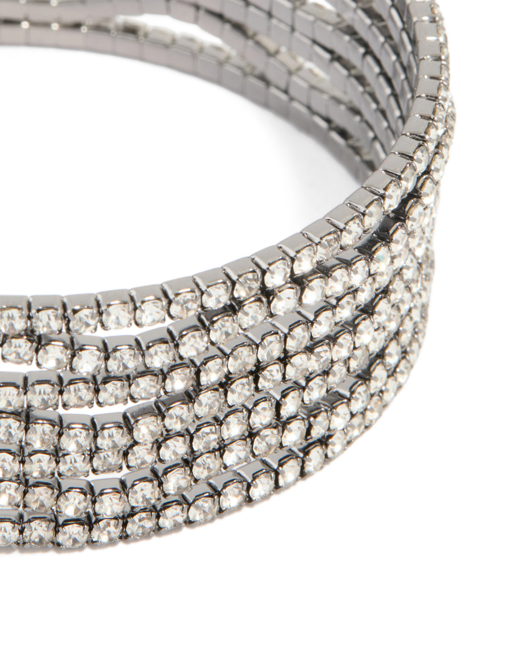 Gunmetal Silver Diamante Wavy Wrist Cuff