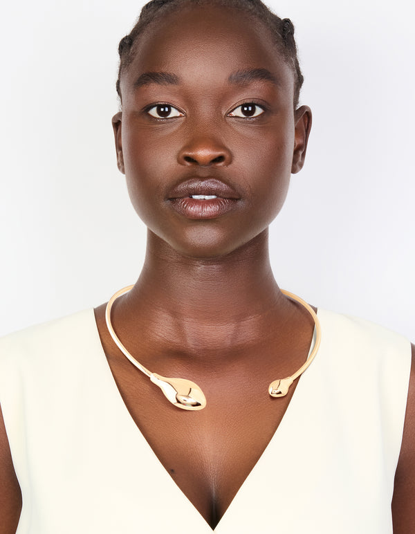 Gold Teardrop Torque Choker Necklace