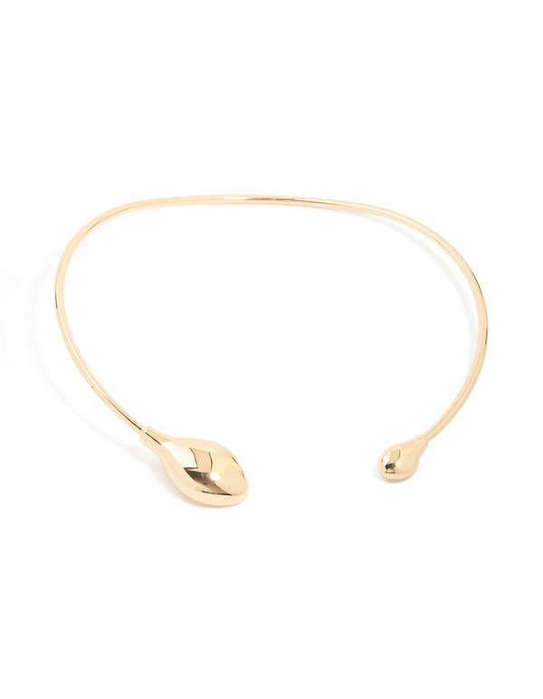 Gold Teardrop Torque Choker Necklace