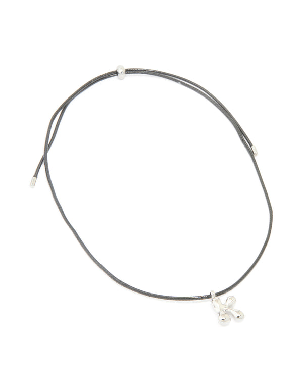 Waterproof Stainless Steel Large Bubble Letter K Cord Necklace