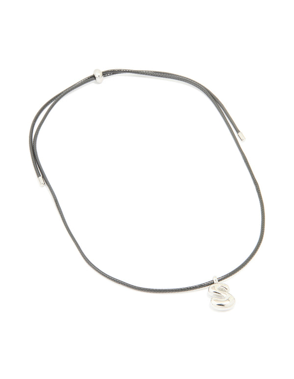 Waterproof Stainless Steel Large Bubble Letter S Cord Necklace