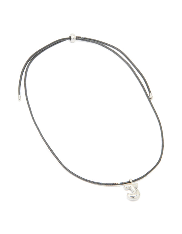 Waterproof Stainless Steel Large Bubble Letter J Cord Necklace