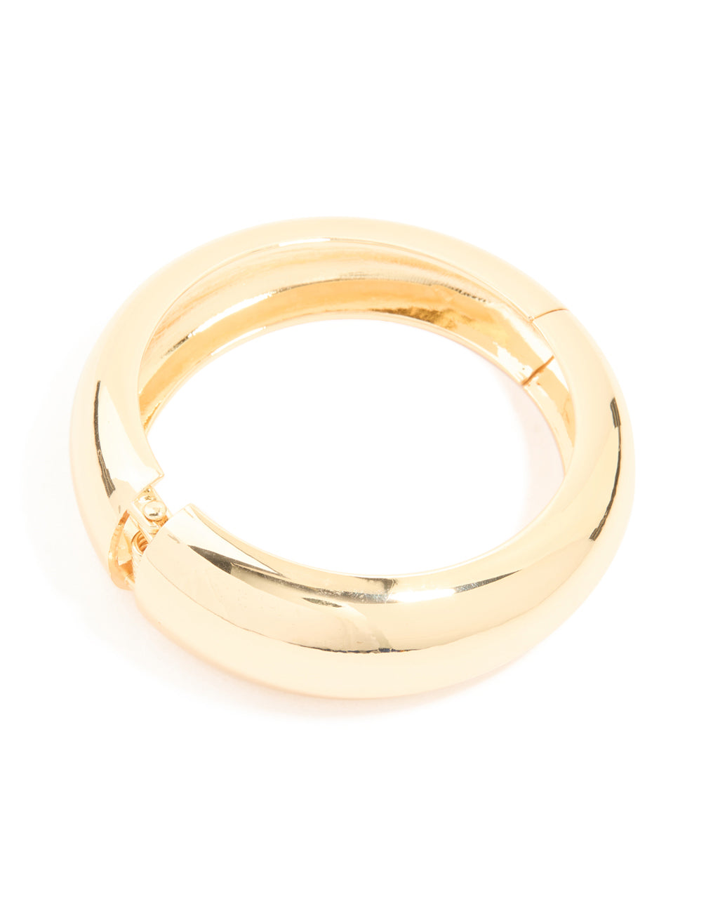 Gold Smooth Round Hinged Bangle