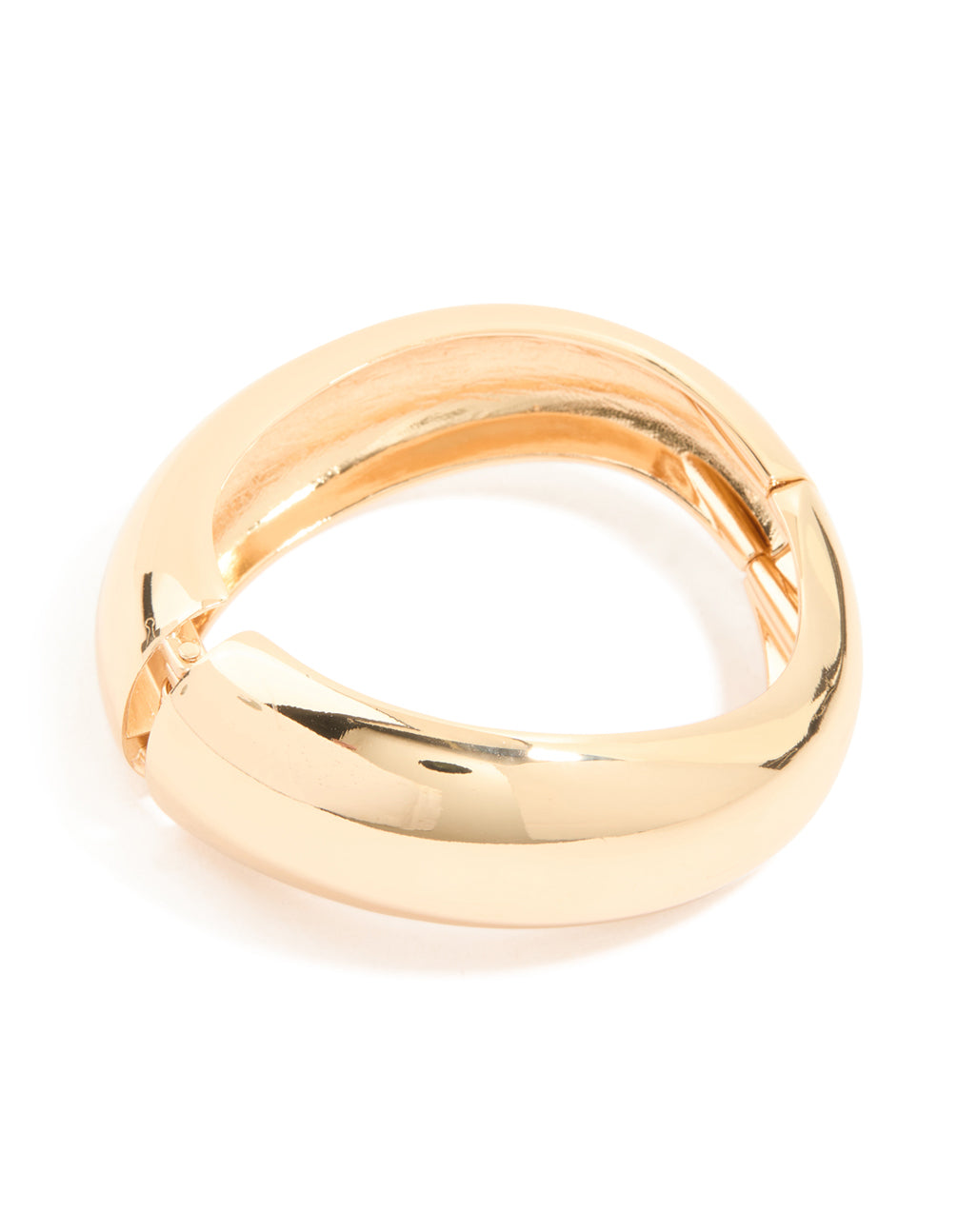 Gold Chunky Wave Hinged Bangle