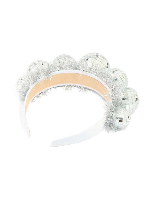 Silver Disco Ball Tinsel Headband