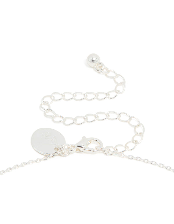 Silver Plated Cubic Zirconia Floral Dainty Teardrop Necklace