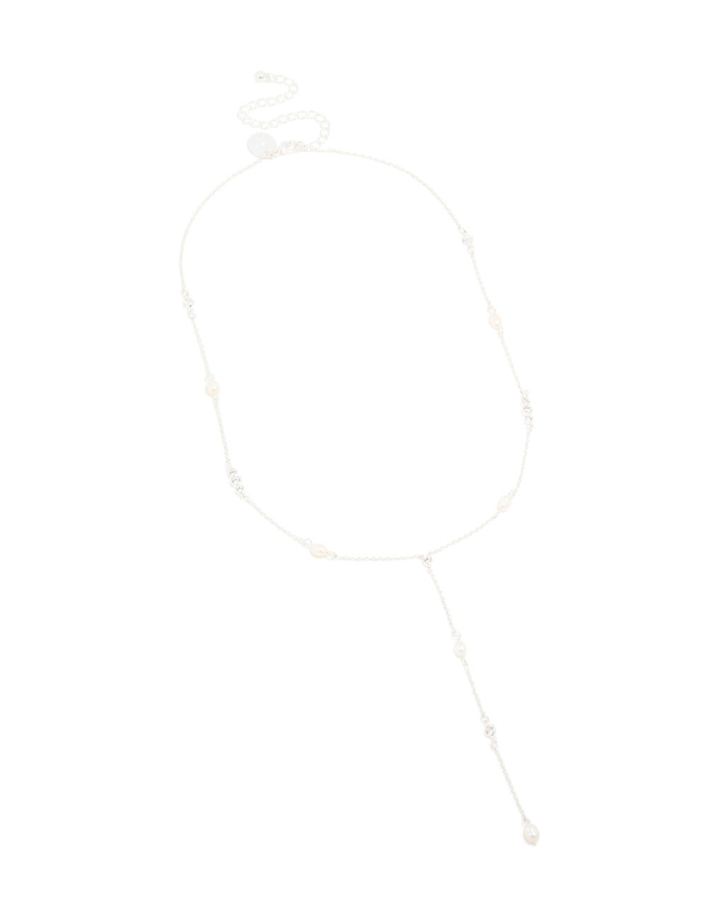 Silver Plated Cubic Zirconia & Freshwater Pearl Dainty Y-Necklace
