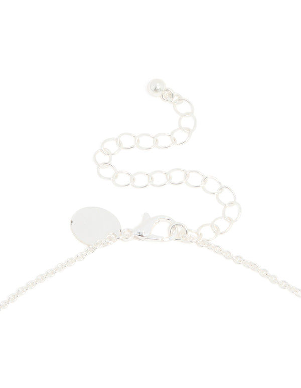 Silver Plated Cubic Zirconia Bezel Set Y-Necklace