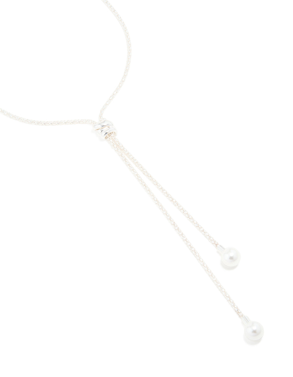 Silver Plated Pearl Twisted Chain Adjustable Toggle Necklace