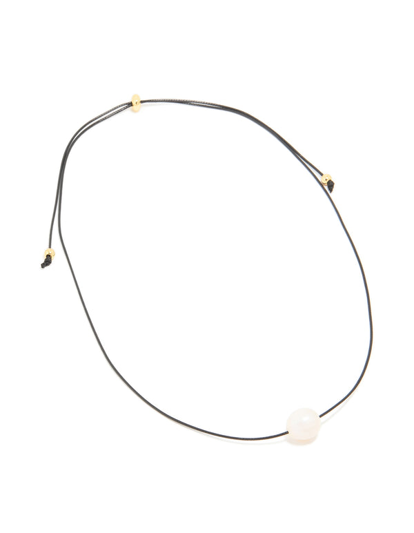 Gold Freshwater Pearl Cord Necklace