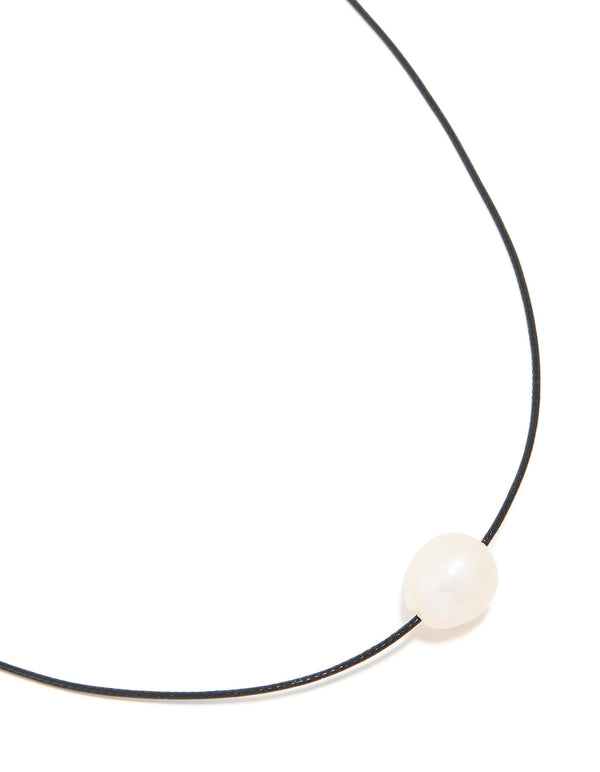 Gold Freshwater Pearl Cord Necklace