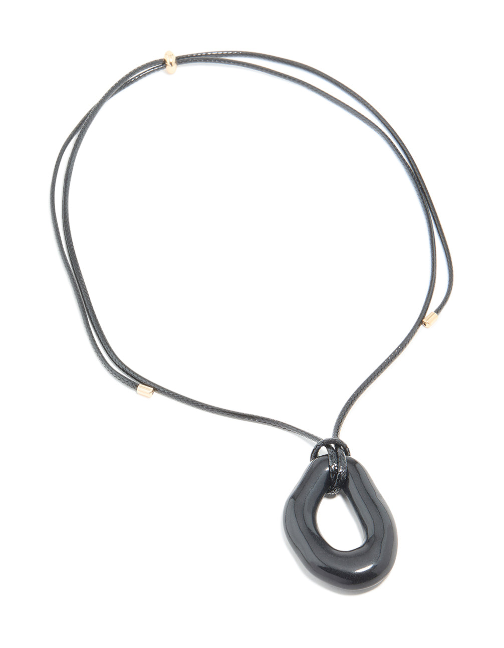 Black Acrylic Open Moltent Pendant Cord Necklace