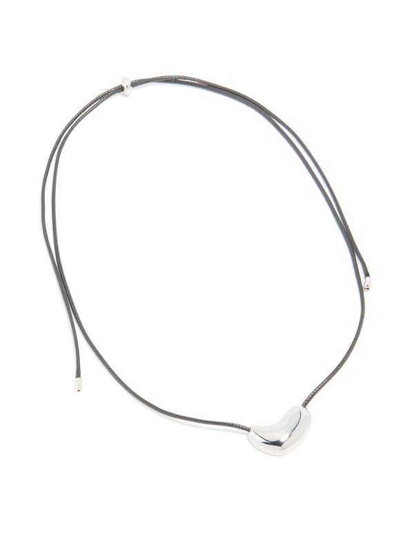 Waterproof Stainless Steel Pebble Pendant Cord Necklace