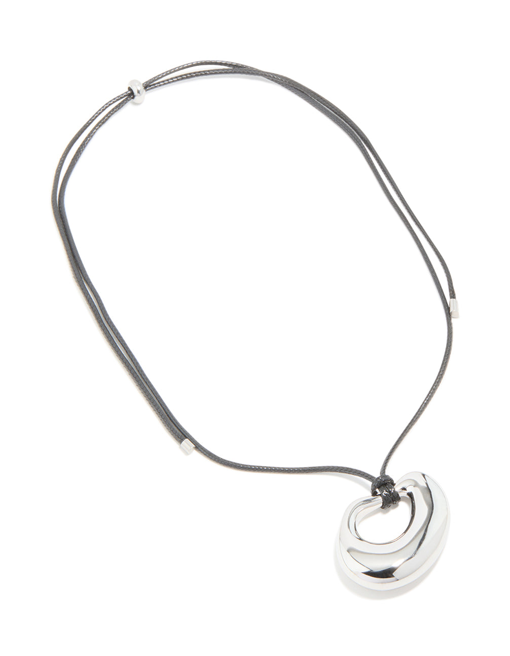 Crafted waterproof pendant stainless steel cord necklace in silver and dimgrey front view
