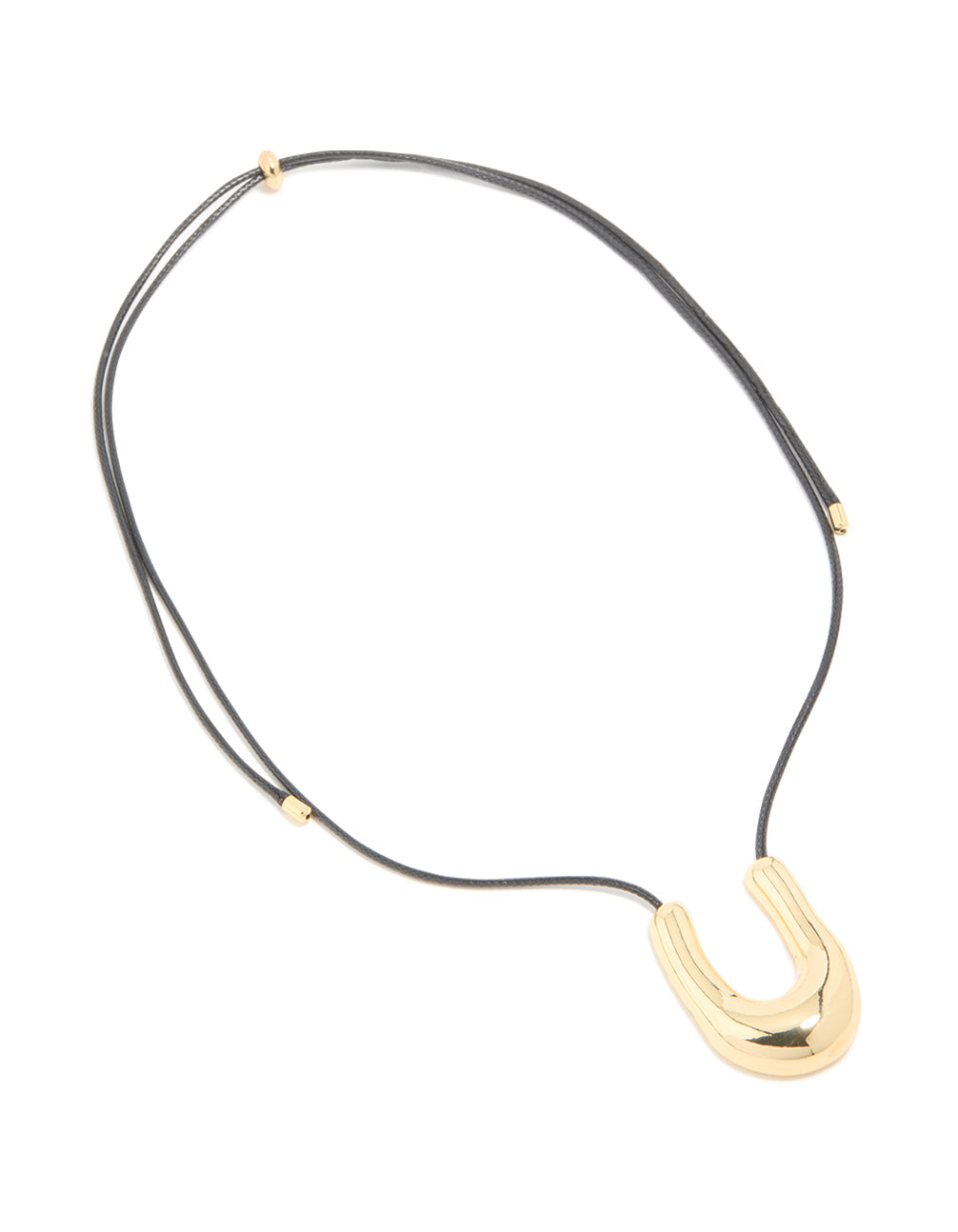 Waterproof Gold Plated Stainless SteeL U-Shaped Pendant Cord Necklace