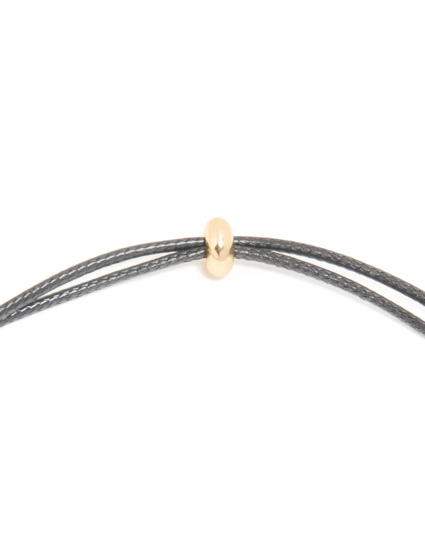 Waterproof Gold Plated Stainless Steel Dome Droplet Pendant Cord Necklace