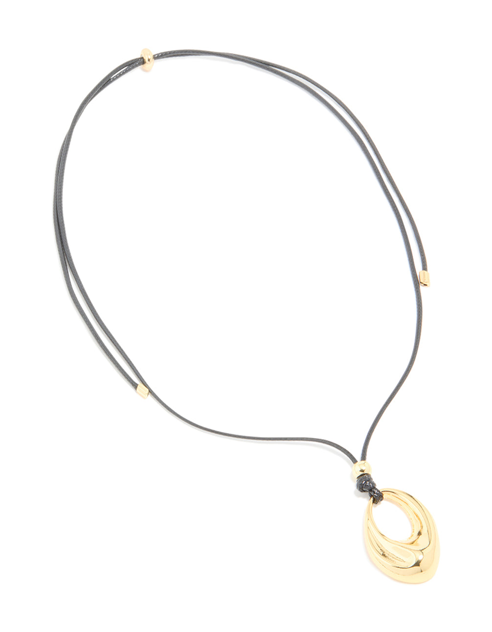 Waterproof Gold Plated Stainless Steel Molten Drop Pendant Cord Necklace