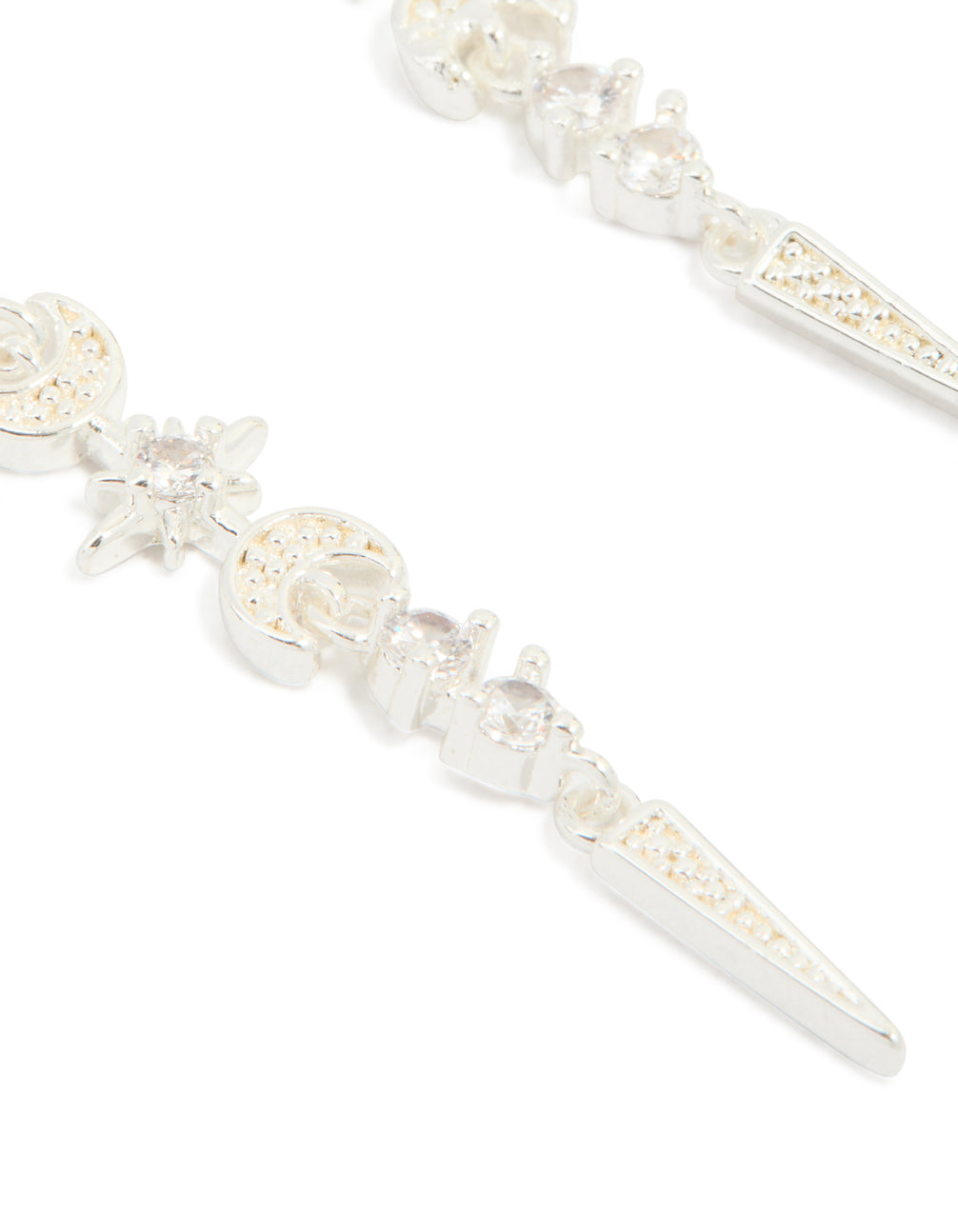 Silver Plated Cubic Zirconia Celestial Linear Earrings