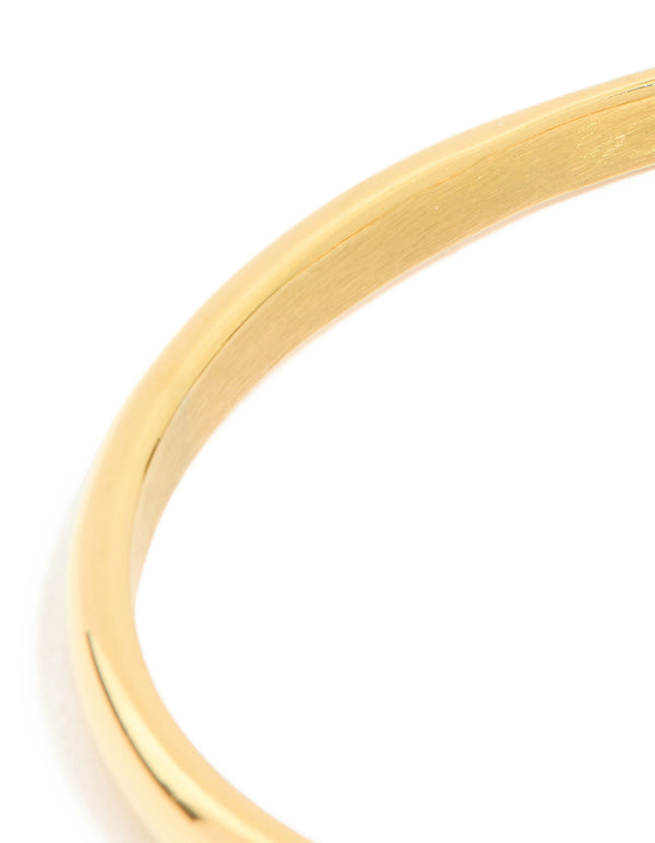 Featuring smooth brushed texture and polished finish in waterproof gold plated stainless steel celestial diamante dainty cuff closure detail view