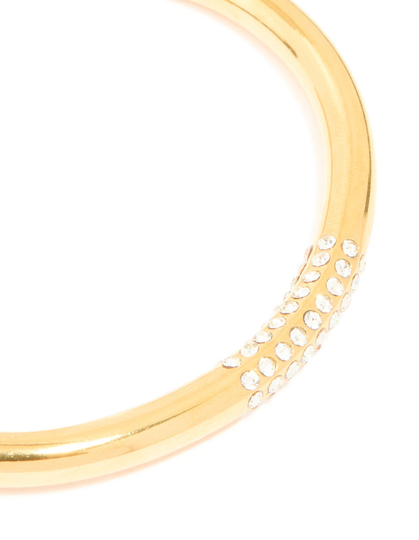 Waterproof Gold Plated Stainless Steel Diamante Wrist Cuff