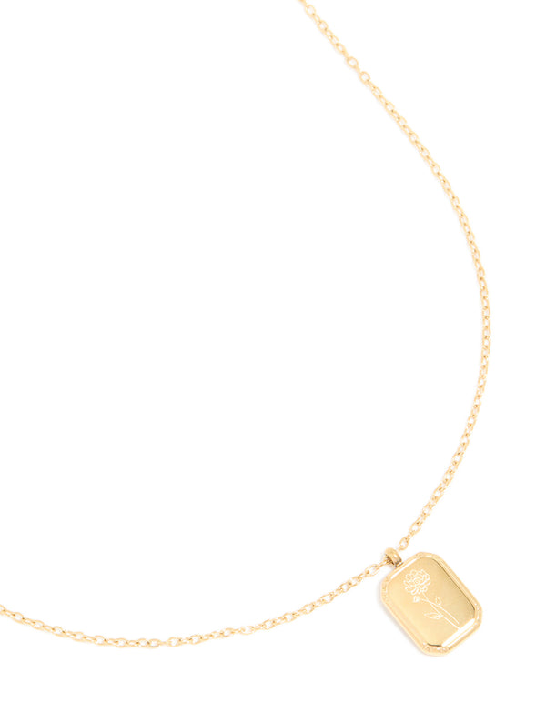 Designed with waterproof gold plated stainless steel, this birth flower November chrysanthemum pendant necklace close up view