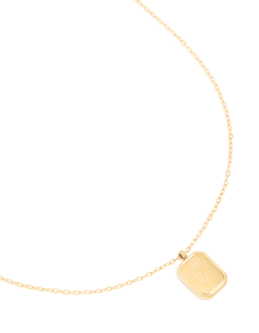 Elegant floral pendant necklace in waterproof gold plated stainless steel front view
