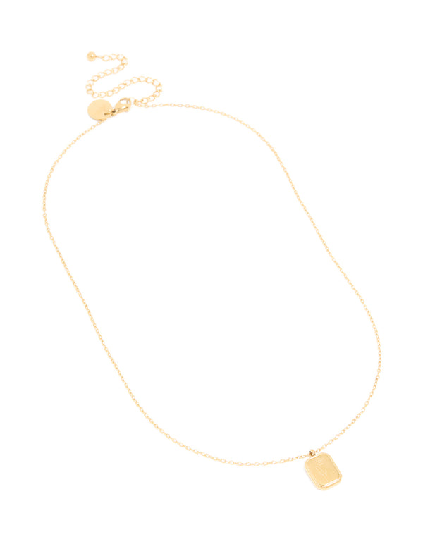 Elegant floral pendant necklace in waterproof gold plated stainless steel front view