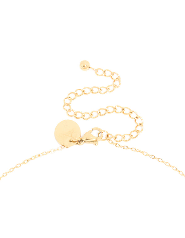 Stunning floral pendant waterproof gold plated stainless steel necklace clasp detail view