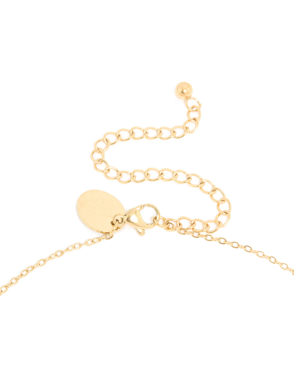 Waterproof gold plated stainless steel flower April daisy pendant necklace clasp detail view