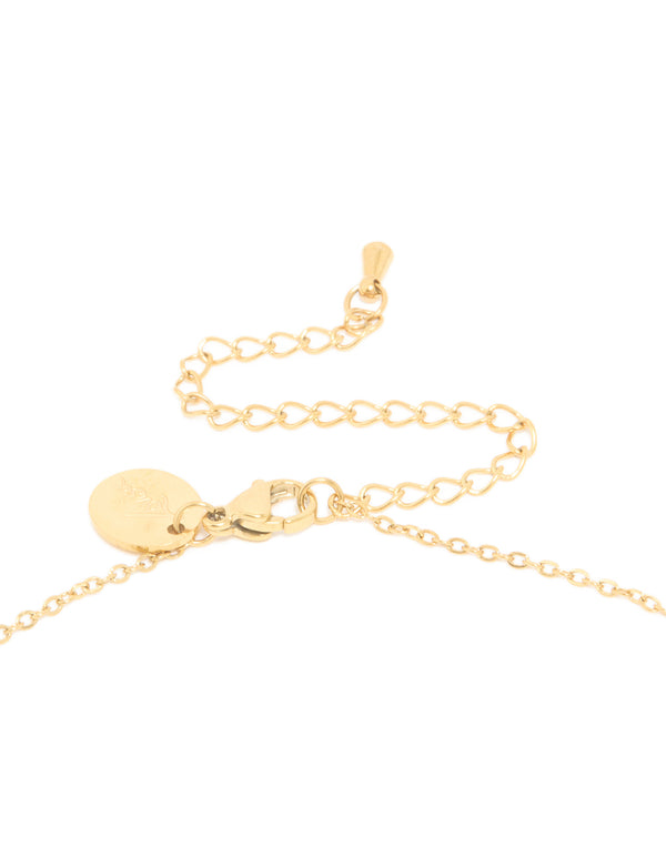 Waterproof Gold Plated Stainless Steel Letter T Dainty Pendant Necklace