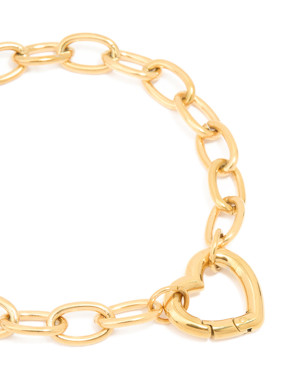 Waterproof Gold Plated Stainless Steel Chain Heart Clasp Bracelet