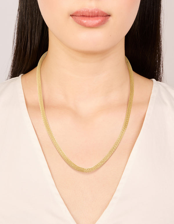 Waterproof Gold Plated Stainless Steel Mesh Tube Necklace