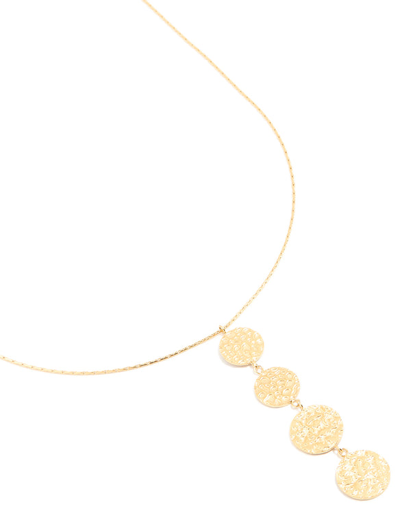 Waterproof Gold Plated Stainless Steel Multiple Dimple Discs Necklace