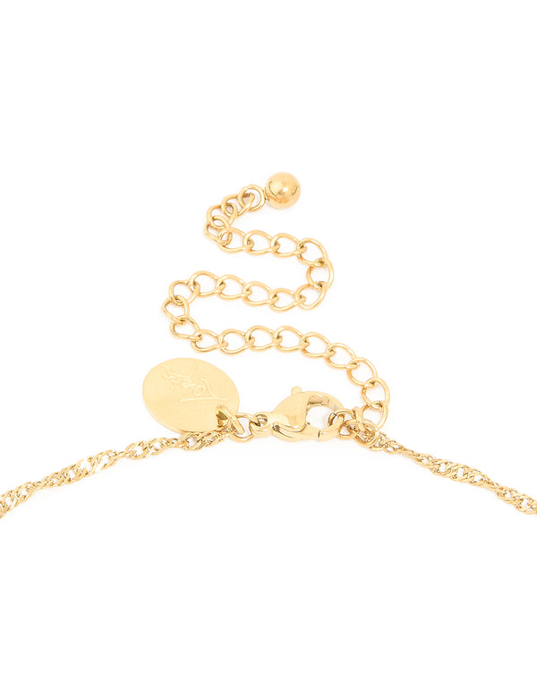 Waterproof Gold Plated Stainless Steel Evil Eye Tab Necklace
