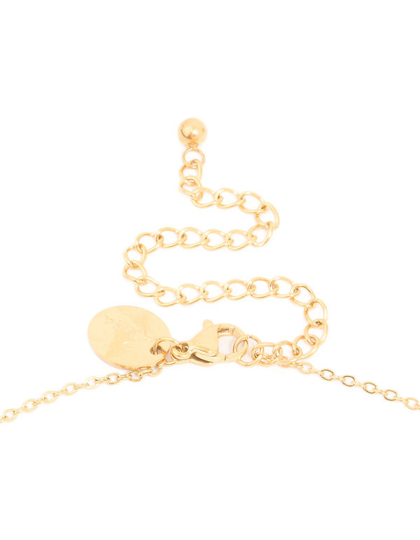 Waterproof Gold Plated Stainless Steel Cubic Zirconia Flower Pendant Necklace