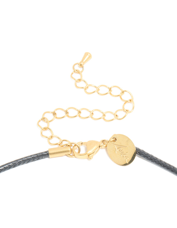 Waterproof Gold Plated Stainless Steel Circle Pendant Dainty Cord Necklace