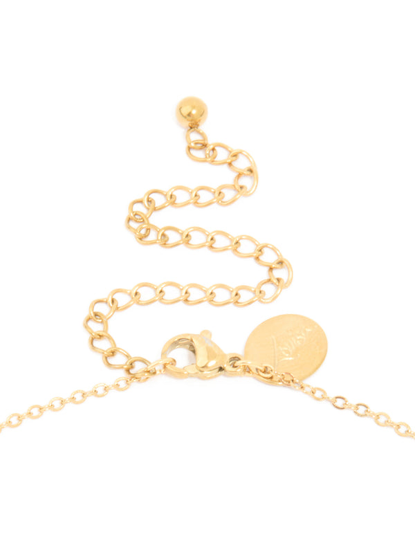 Waterproof Gold Plated Stainless Steel Green Semi Precious Stone Chip Necklace