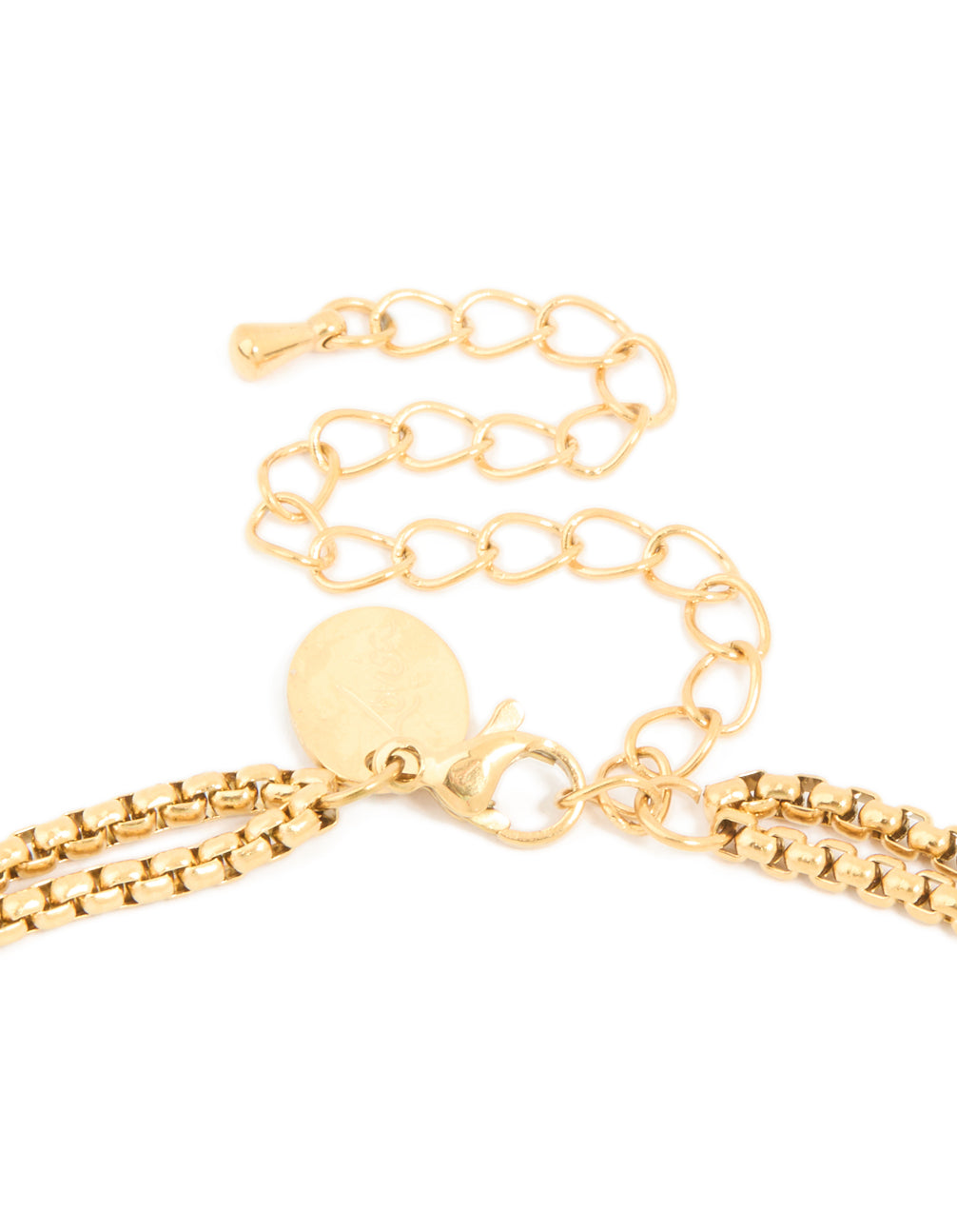 Waterproof Gold Plated Stainless Steel Double Box Chain Layered Necklace