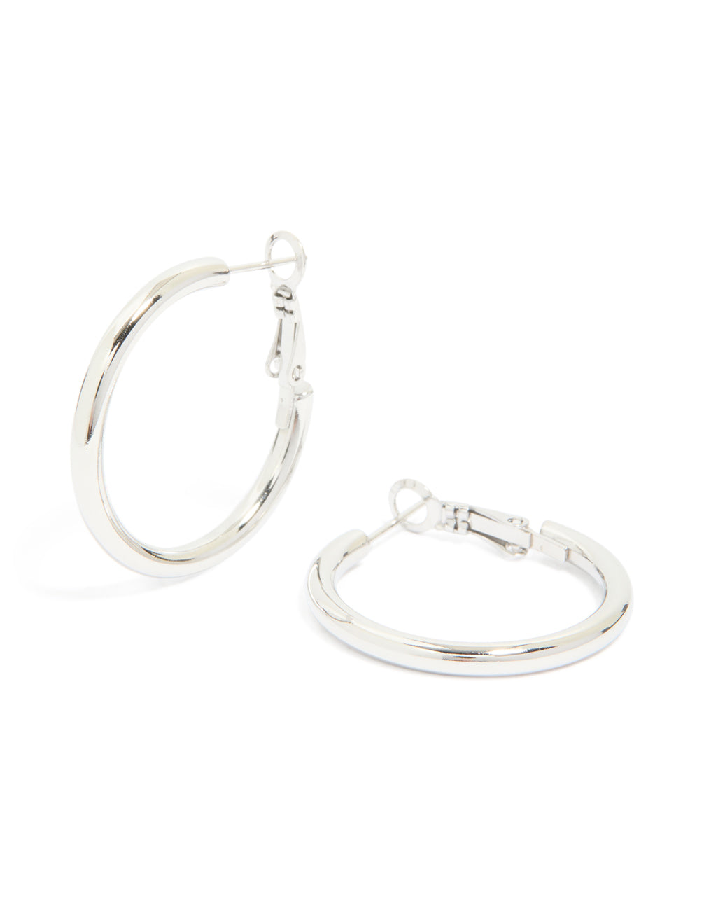 Discover waterproof stainless steel hoop earrings featuring statement style in silver front view
