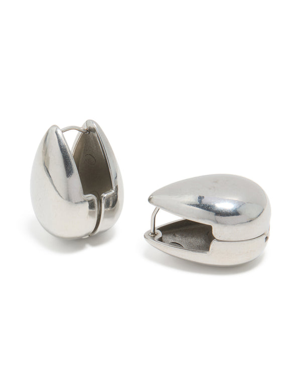 Waterproof Stainless Steel Oval Front & Back Hoop Earrings