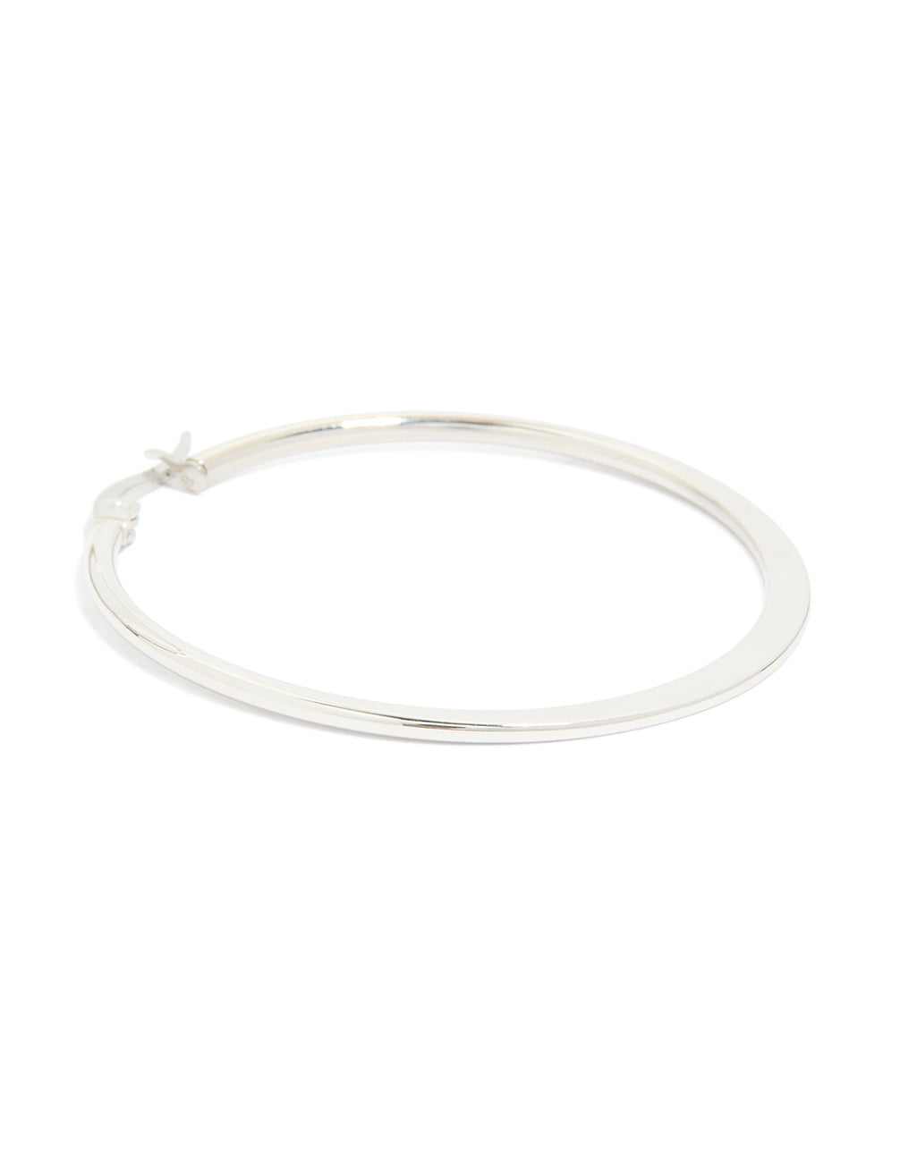 Designed with waterproof stainless steel thin hoop earrings in a statement silver finish post detail view