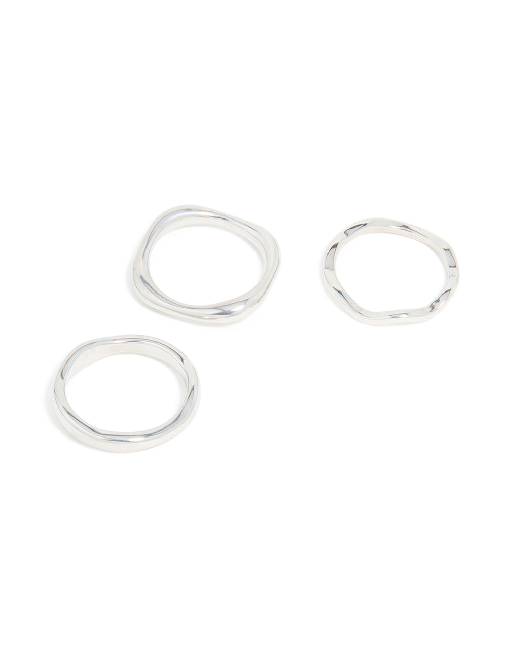 Elegant waterproof stainless steel organic rings 3-pack featuring statement design in silver front view