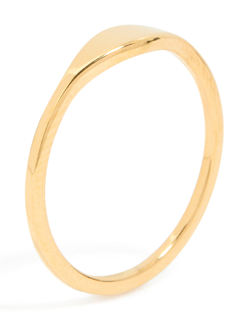 Designed with waterproof gold plated stainless steel in a dainty signet ring style side detail view