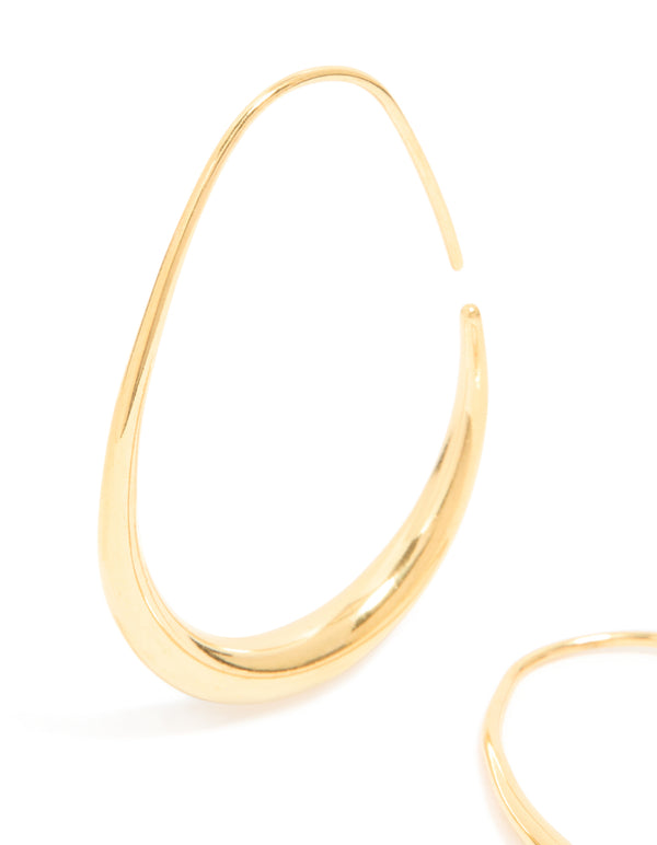 Waterproof Gold Plated Stainless Steel Oval Hoop Earrings