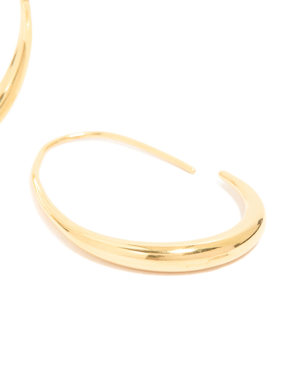 Waterproof Gold Plated Stainless Steel Oval Hoop Earrings