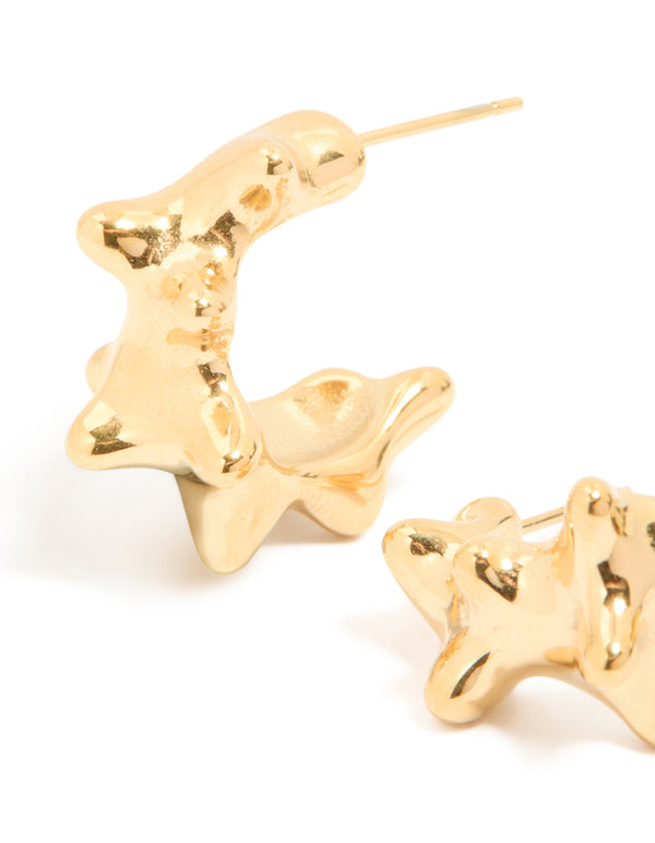Waterproof Gold Plated Stainless Steel Sea Urchin Hoop Earrings