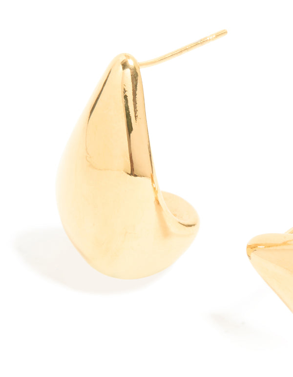 Featuring waterproof button stud earrings in gold plated stainless steel close up view