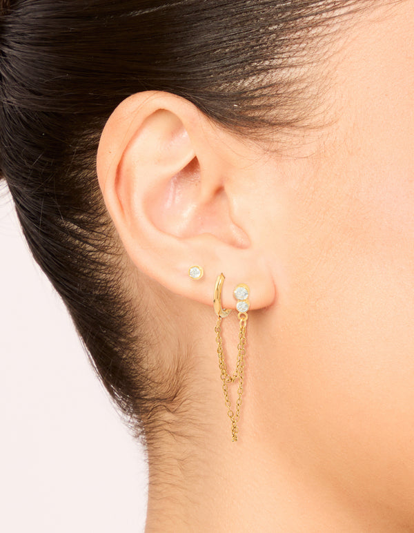 Waterproof Gold Plated Stainless Steel Cubic Zirconia Ear Stacking Pack